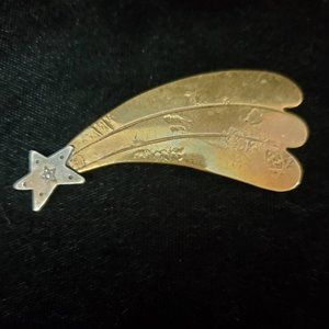 Vintage Monaco Designs Shooting Star Brooch Pin Sterling Copper Textured